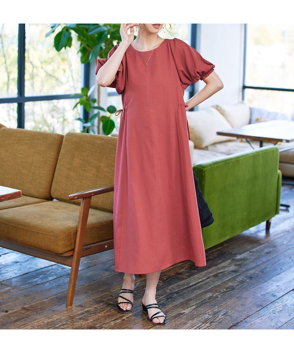 【ティアクラッセ/Tiaclasse】の【洗える】バルーンスリーブサイドギャザーワンピース 人気、トレンドファッション・服の通販 founy(ファニー) 　ファッション　Fashion　レディースファッション　Fashion for Women　ワンピース　Dresses　ストライプ　Stripe, Striped Pattern　スリーブ　Sleeve, Long Sleeve / Short Sleeve　ドレス　Dress, One-Piece　バルーン　Balloon, Balloon Silhouette　フレア　Flare, Flared　ポケット　Pocket, Pocket Detail　ラウンド　Round, Round Neck　リボン　Ribbon, Bow　ロング　Long, Long-Length　半袖　Short Sleeve, Half Sleeve　夏　Summer　春　Spring　S/S・春夏　SS, Spring/Summer, Warm Season　楽ちん　Easy Fit, Comfortable　洗える　Machine Washable　 other-1|ID: prp329100004781951 ipo3291000000034696221