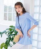 【ティアクラッセ/Tiaclasse】の【洗える】リボンスリーブストライプチュニックブラウス サックス×オフストライプ|ID: prp329100004781955 ipo3291000000034696290