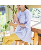 【ティアクラッセ/Tiaclasse】の【洗える】リボンスリーブストライプチュニックブラウス オフ×サックスストライプ|ID: prp329100004781955 ipo3291000000034696291