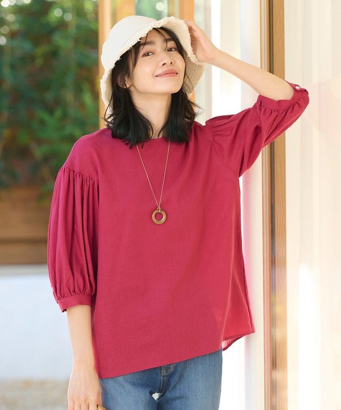 【エニー/ANY】のライトリネンクロスバルーンスリーブブラウス インテリア・キッズ・メンズ・レディースファッション・服の通販 founy(ファニー) https://founy.com/ ファッション Fashion レディースファッション Fashion for Women トップス・カットソー Cut & Sew Tops シャツ・ブラウス・オフィスカジュアル Elegant Blouses & Button-Ups 春 Spring ギャザー Gathered, Ruffled コンパクト Compact, Small Size シンプル Simple, Minimal デニム Denim, Jeans Material フレンチ French, French Style リネン Linen, Linen Fabric S/S・春夏 SS, Spring/Summer, Warm Season 夏 Summer |ID: prp329100004781956 ipo3291000000034696304