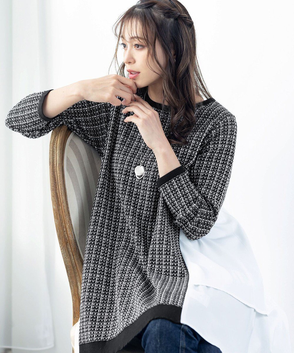 【ティアクラッセ/Tiaclasse】の【洗える】ツイード2段フレアチュニックブラウス インテリア・キッズ・メンズ・レディースファッション・服の通販 founy(ファニー) 　ファッション　Fashion　レディースファッション　Fashion for Women　トップス・カットソー　Cut & Sew Tops　ニット　Knit Tops & Sweaters　シャツ・ブラウス・オフィスカジュアル　Elegant Blouses & Button-Ups　ウォッシャブル　Machine Washable　春　Spring　洗える　Machine Washable　秋　Autumn　カーディガン　Cardigan, Knitwear　セーター　Sweater, Knitwear　チュニック　Tunic, Long Top　ツイード　Twill, Twill Weave　長袖　Long Sleeve, Full Sleeve　フレア　Flare, Flared　ポケット　Pocket, Pocket Detail　ロング　Long, Long-Length　冬　Winter / This Winter　S/S・春夏　SS, Spring/Summer, Warm Season　再入荷　Restock / Back in Stock　夏　Summer　新作・新入荷　New Arrivals / New In　ブラック|ID: prp329100004781958 ipo3291000000034696326