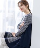 【ティアクラッセ/Tiaclasse】の【洗える】ツイード2段フレアチュニックブラウス ネイビー|ID: prp329100004781958 ipo3291000000034696327