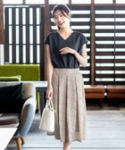 【ティアクラッセ/Tiaclasse】の【洗える】異素材を組み合わせたカットソードッキングワンピース チャコール×ベージュフラワー|ID: prp329100004782636 ipo3291000000034706377