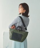 【トプカピ/TOPKAPI】の【Breath TOPKAPI sis】【WEB限定】ナイロン レザーポケット ミニ トートバッグ ショルダー付き 軽量 / CALM カーム カーキ|ID: prp329100004782689 ipo3291000000034706593
