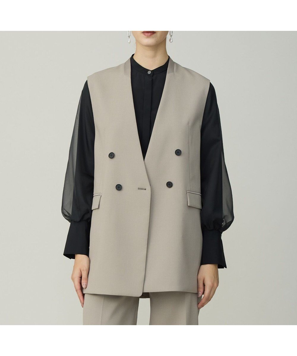 【アイシービー/iCB】の【先行予約】 ハイツイストダブルクロス ノーカラージレ インテリア・キッズ・メンズ・レディースファッション・服の通販 founy(ファニー) ファッション Fashion レディースファッション Fashion for Women アウター Coat / Outerwear Collection トップス・カットソー Cut & Sew Tops ベスト&ジレ / 重ね着スタイル Vests & Gilets サテン Satin, Glossy Fabric ストレッチ Stretch, Stretchy Fabric セットアップ Set-Up, Coordinated Outfit ダブル Double, Double-Breasted ベスト Vest, Waistcoat ポケット Pocket, Pocket Detail メランジ Melange, Mixed Yarn ワイド Wide, Wide Fit A/W・秋冬 Autumn/Winter おすすめ Recommended / Our Picks ビジネス 仕事 通勤 Business / Work / Commuting 2025年 2025 2025-2026秋冬・A/W Autumn/Winter 2025–26 AW25–26 クレイカーキ|ID: prp329100004782706 ipo3291000000034706651