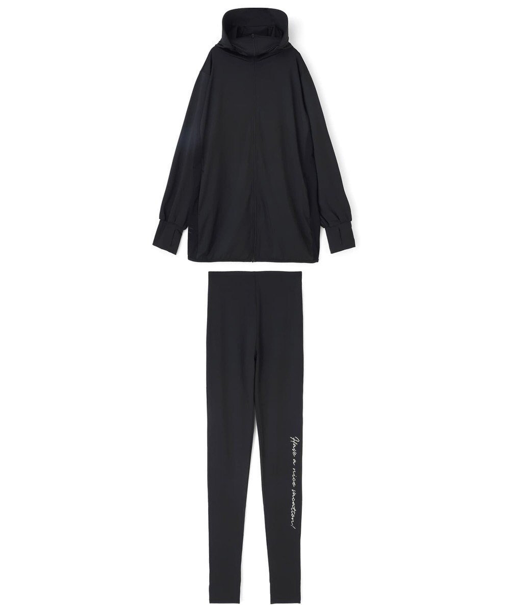 【三愛水着楽園/San-ai Resort】の【UPF50+】 WEB限定 つば付きラッシュ・レギンスセット M・L 【San-ai Resort(サンアイリゾート)】 インテリア・キッズ・メンズ・レディースファッション・服の通販 founy(ファニー) 　ファッション　Fashion　レディースファッション　Fashion for Women　水着　Swimwear　レディース水着・ビーチウェア　Swimwear & Beachwear　なめらか　Smooth, Silky Texture　ストレッチ　Stretch, Stretchy Fabric　バラクラバ　Balaclava　パーカー　Hoodie, Parka　メッシュ　Mesh, Net Fabric　リラックス　Relax, Relaxed Fit　レギンス　Leggings, Stretch Pants　夏　Summer　S/S・春夏　SS, Spring/Summer, Warm Season　水着　Swimsuit, Swimwear　A/W・秋冬　Autumn/Winter　ブラック|ID: prp329100004782709 ipo3291000000034706659