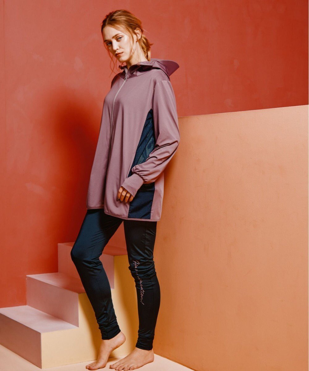 【三愛水着楽園/San-ai Resort】の【UPF50+】 WEB限定 つば付きラッシュ・レギンスセット M・L 【San-ai Resort(サンアイリゾート)】 インテリア・キッズ・メンズ・レディースファッション・服の通販 founy(ファニー) 　ファッション　Fashion　レディースファッション　Fashion for Women　水着　Swimwear　レディース水着・ビーチウェア　Swimwear & Beachwear　なめらか　Smooth, Silky Texture　ストレッチ　Stretch, Stretchy Fabric　バラクラバ　Balaclava　パーカー　Hoodie, Parka　メッシュ　Mesh, Net Fabric　リラックス　Relax, Relaxed Fit　レギンス　Leggings, Stretch Pants　夏　Summer　S/S・春夏　SS, Spring/Summer, Warm Season　水着　Swimsuit, Swimwear　A/W・秋冬　Autumn/Winter　ピンク×ブラック|ID: prp329100004782709 ipo3291000000034706660