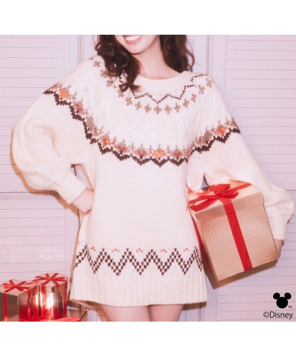 【アースミュージックアンドエコロジー/earth music&ecology】のDisney/ミッキー刺繍ノルディックニットチュニック インテリア・キッズ・メンズ・レディースファッション・服の通販 founy(ファニー) ファッション Fashion レディースファッション Fashion for Women ワンピース Dresses チュニック Tunic Tops & Dresses おすすめ Recommended / Our Picks シンプル Simple, Minimal チュニック Tunic, Long Top ボトム Bottoms, Lower Wear モチーフ Motif, Design Theme A/W・秋冬 Autumn/Winter アイボリー|ID: prp329100004782714 ipo3291000000034706676