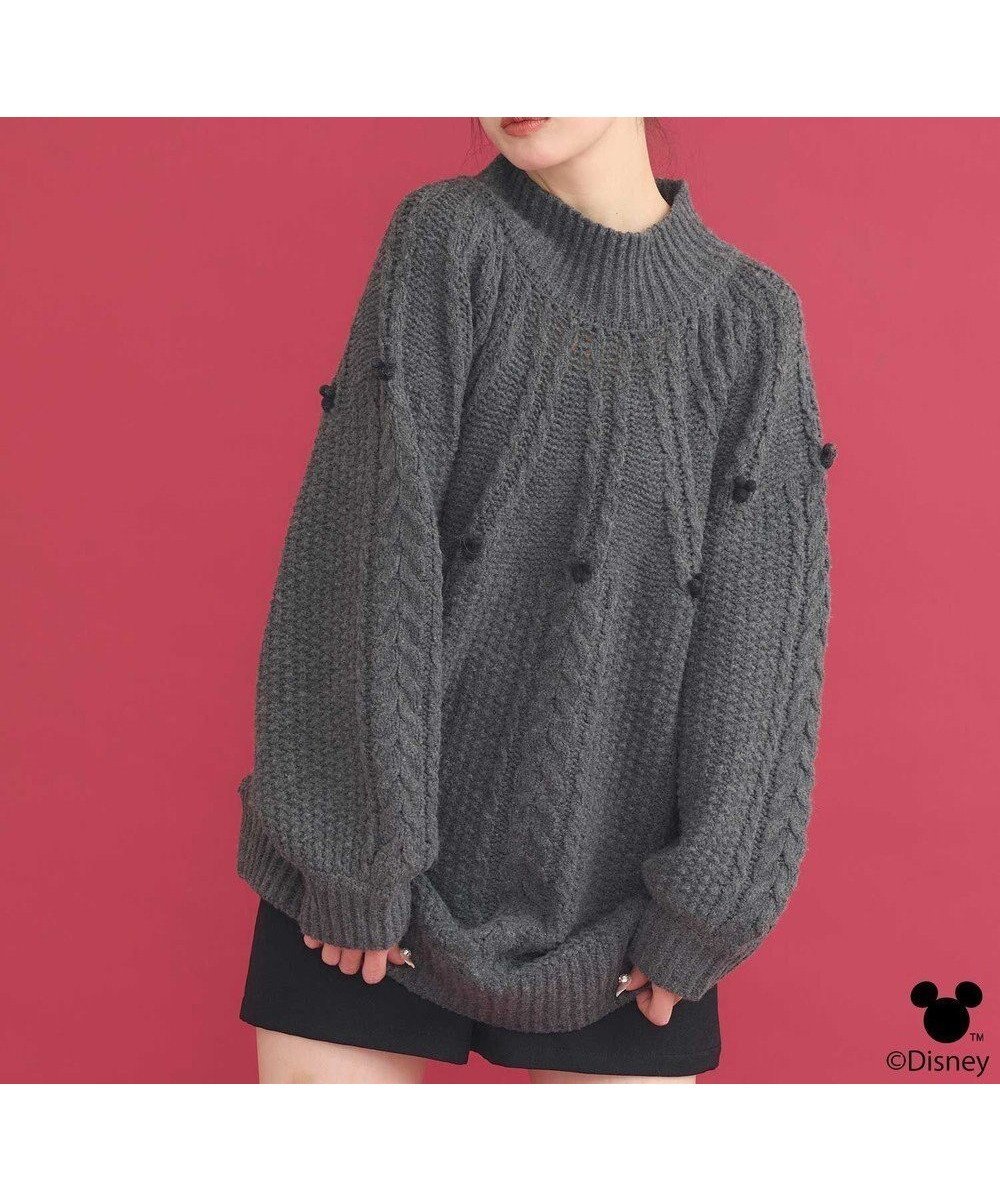 【アースミュージックアンドエコロジー/earth music&ecology】のDisney/ポイントミッキーケーブルニット 人気、トレンドファッション・服の通販 founy(ファニー) 　ファッション　Fashion　レディースファッション　Fashion for Women　トップス・カットソー　Cut & Sew Tops　ニット　Knit Tops & Sweaters　おすすめ　Recommended / Our Picks　セーター　Sweater, Knitwear　ポンポン　Pom-Pom, Fluffy Ball　A/W・秋冬　Autumn/Winter　 other-1|ID: prp329100004782716 ipo3291000000035005292
