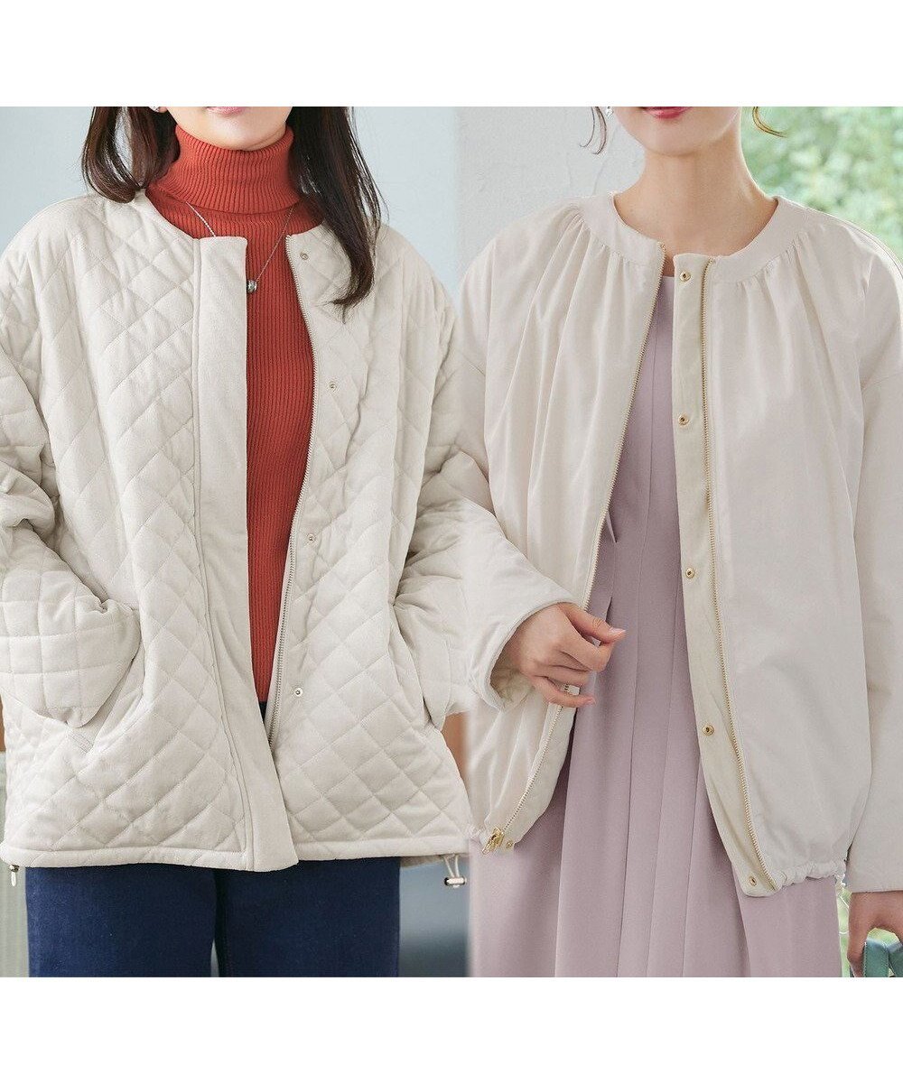 【ティアクラッセ/Tiaclasse】の【リバーシブル】表裏2WAYベロアキルティングブルゾン インテリア・キッズ・メンズ・レディースファッション・服の通販 founy(ファニー) ファッション Fashion レディースファッション Fashion for Women アウター Coat / Outerwear Collection レディースジャケット・軽アウター Jackets ブルゾンジャケット・スポーティアウター Blouson Jackets アクセサリー Fashion Accessories 秋 Autumn キルティング Quilted, Quilting 軽量 Lightweight, Ultra Light シューズ Shoes, Footwear ショート Short, Short Length ジャケット Jacket, Outerwear タフタ Taffeta, Structured Fabric ダウン Down, Puffer デニム Denim, Jeans Material トレンド Trend, Trending Now 長袖 Long Sleeve, Full Sleeve ブルゾン Blouson, Bomber Jacket ベロア Velour, Soft Velvet ポケット Pocket, Pocket Detail 防寒 Cold Protection, Winter-Ready リバーシブル Reversible, Two-Sided 冬 Winter / This Winter A/W・秋冬 Autumn/Winter 再入荷 Restock / Back in Stock エレガント 上品 Elegant 新作・新入荷 New Arrivals / New In オフホワイト|ID: prp329100004782771 ipo3291000000035564686