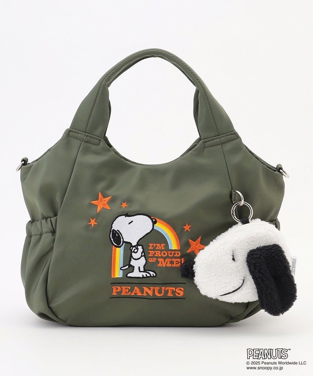 【イザック/Y'SACCS】のSNOOPYデザイン サイドギャザー2wayトート Sサイズ(レインボー) インテリア・キッズ・メンズ・レディースファッション・服の通販 founy(ファニー) 　ファッション　Fashion　レディースファッション　Fashion for Women　バッグ　Bags　イラスト　Illustration　ギャザー　Gathered, Ruffled　スマート　Smart, Elegant　フェイス　Face, Facial Design　ポケット　Pocket, Pocket Detail　ポーチ　Pouch, Small Case　カーキ|ID: prp329100004782795 ipo3291000000034707088