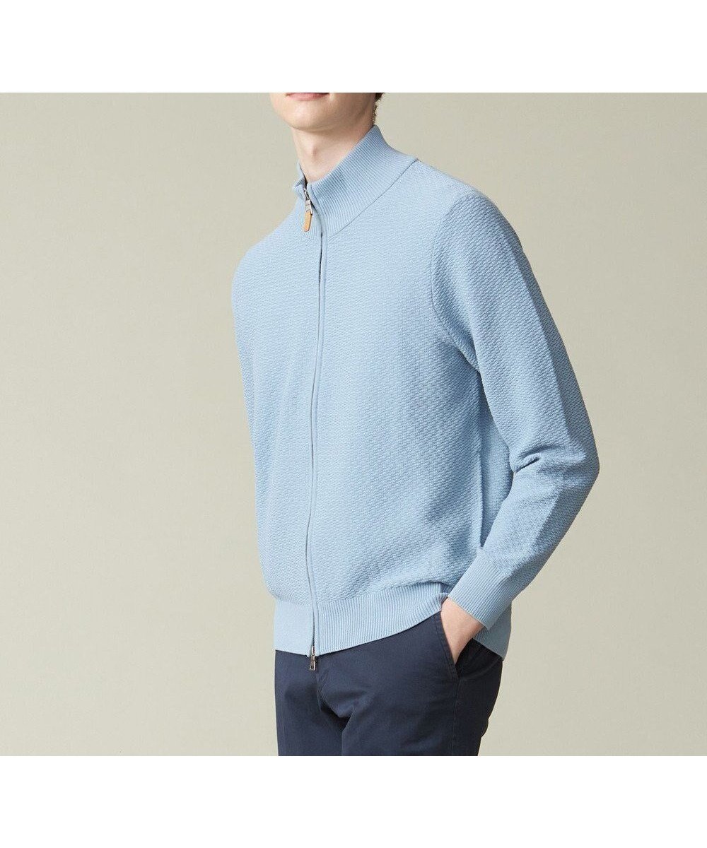 【ジェイ プレス/J.PRESS / MEN】のハイツイストリンクス フルジップニットカーディガン インテリア・キッズ・メンズ・レディースファッション・服の通販 founy(ファニー) 　ファッション　Fashion　メンズファッション　Fashion for Men　トップス・カットソー　Cut & Sew Tops　ニット・セーター / 定番トップス　Knit Tops & Sweaters　カーディガン / 羽織り　Cardigans　インナー　Innerwear　春　Spring　カーディガン　Cardigan, Knitwear　ジャケット　Jacket, Outerwear　定番　Standard, Basic Item　フロント　Front, Front Design　ポケット　Pocket, Pocket Detail　S/S・春夏　SS, Spring/Summer, Warm Season　おすすめ　Recommended / Our Picks　夏　Summer　エレガント 上品　Elegant　サックスブルー系|ID: prp329100004783599 ipo3291000000034716549