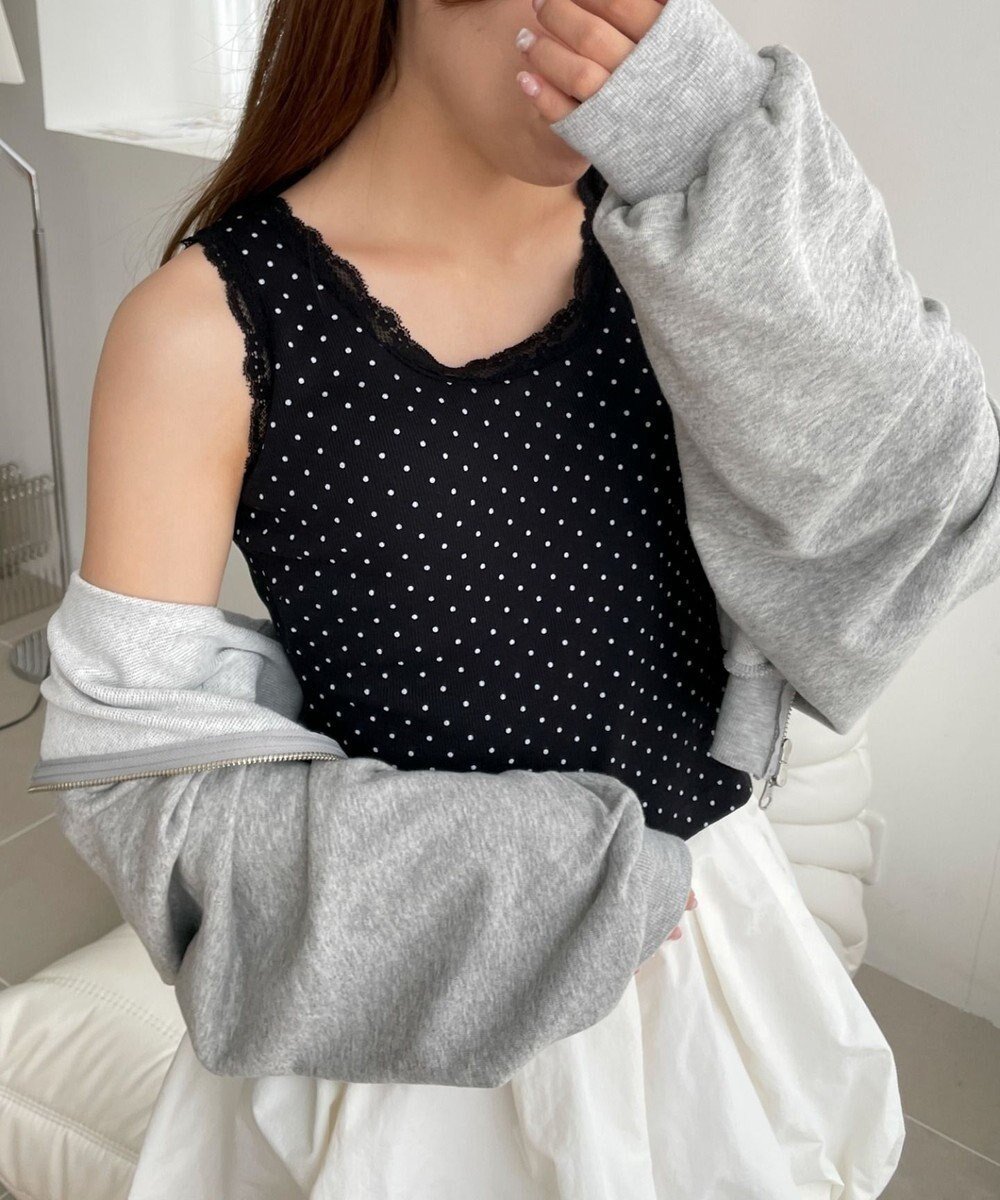 【ウィゴー/WEGO】の【カップ付きインナー】ドット柄レースlカップインタンク インテリア・キッズ・メンズ・レディースファッション・服の通販 founy(ファニー) 　ファッション　Fashion　レディースファッション　Fashion for Women　トップス・カットソー　Cut & Sew Tops　インナー　Innerwear　スマホ　Smartphone, Mobile Device　タンク　Tank Top, Sleeveless Top　トレンド　Trend, Trending Now　ドット　Polka Dot, Dot Pattern　バレエ　Ballet, Ballet Style　パーカー　Hoodie, Parka　レース　Lace, Lace Fabric　夏　Summer　春　Spring　S/S・春夏　SS, Spring/Summer, Warm Season　水玉　Polka Dot, Dot Pattern　ブラック|ID: prp329100004784177 ipo3291000000034724713