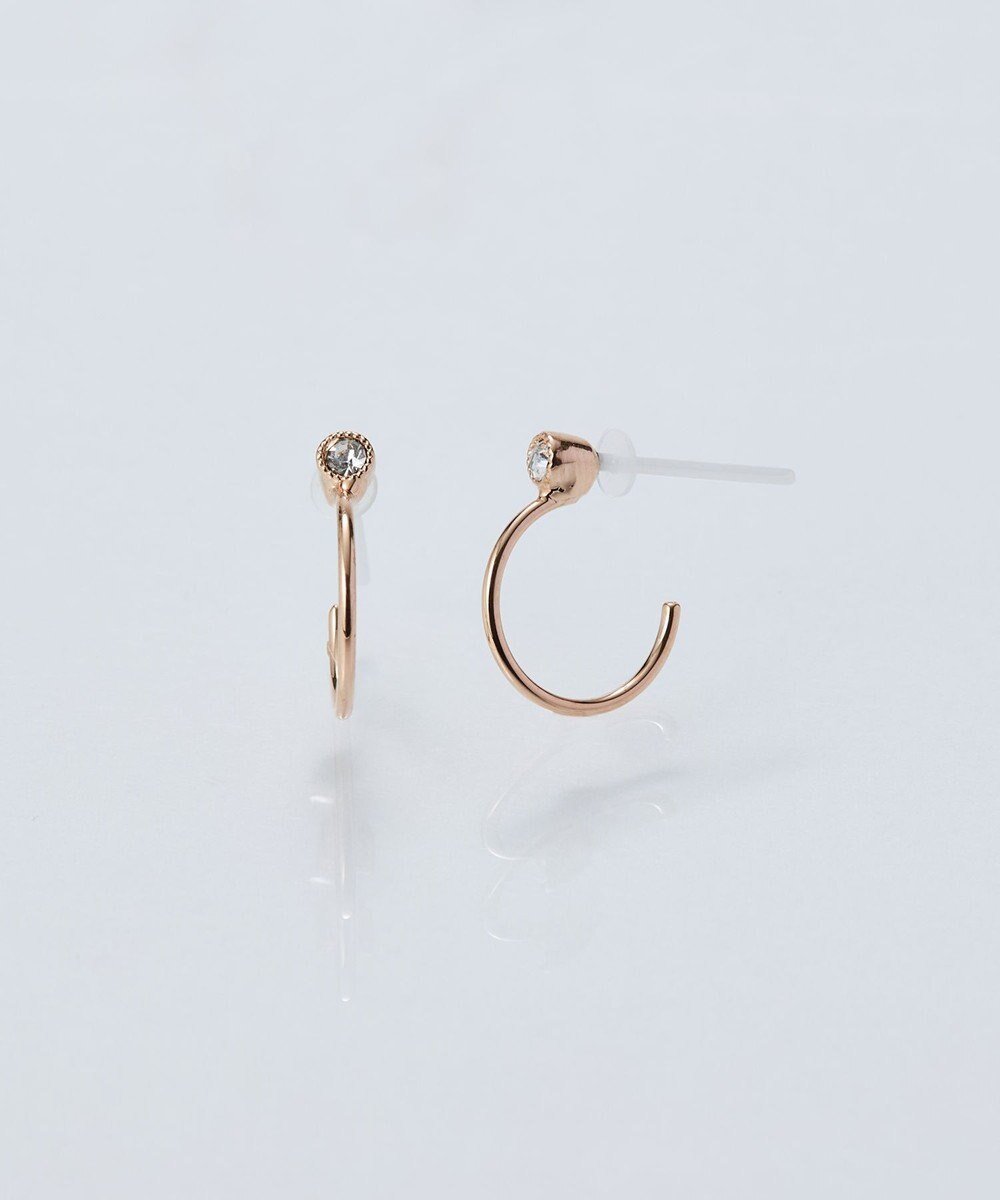 【フィービィー/phoebe】の【金属アレルギー対応】ポイントビジューフープピアス/ニッケルフリー シャンパンゴールド インテリア・キッズ・メンズ・レディースファッション・服の通販 founy(ファニー) 　ファッション　Fashion　レディースファッション　Fashion for Women　アクセサリー　Fashion Accessories　シンプル　Simple, Minimal　ビジュー　Bijou, Jewel-like Accent　フープ　Hoop, Hoop Earrings　モチーフ　Motif, Design Theme　シャンパンゴールド|ID: prp329100004784751 ipo3291000000034735485