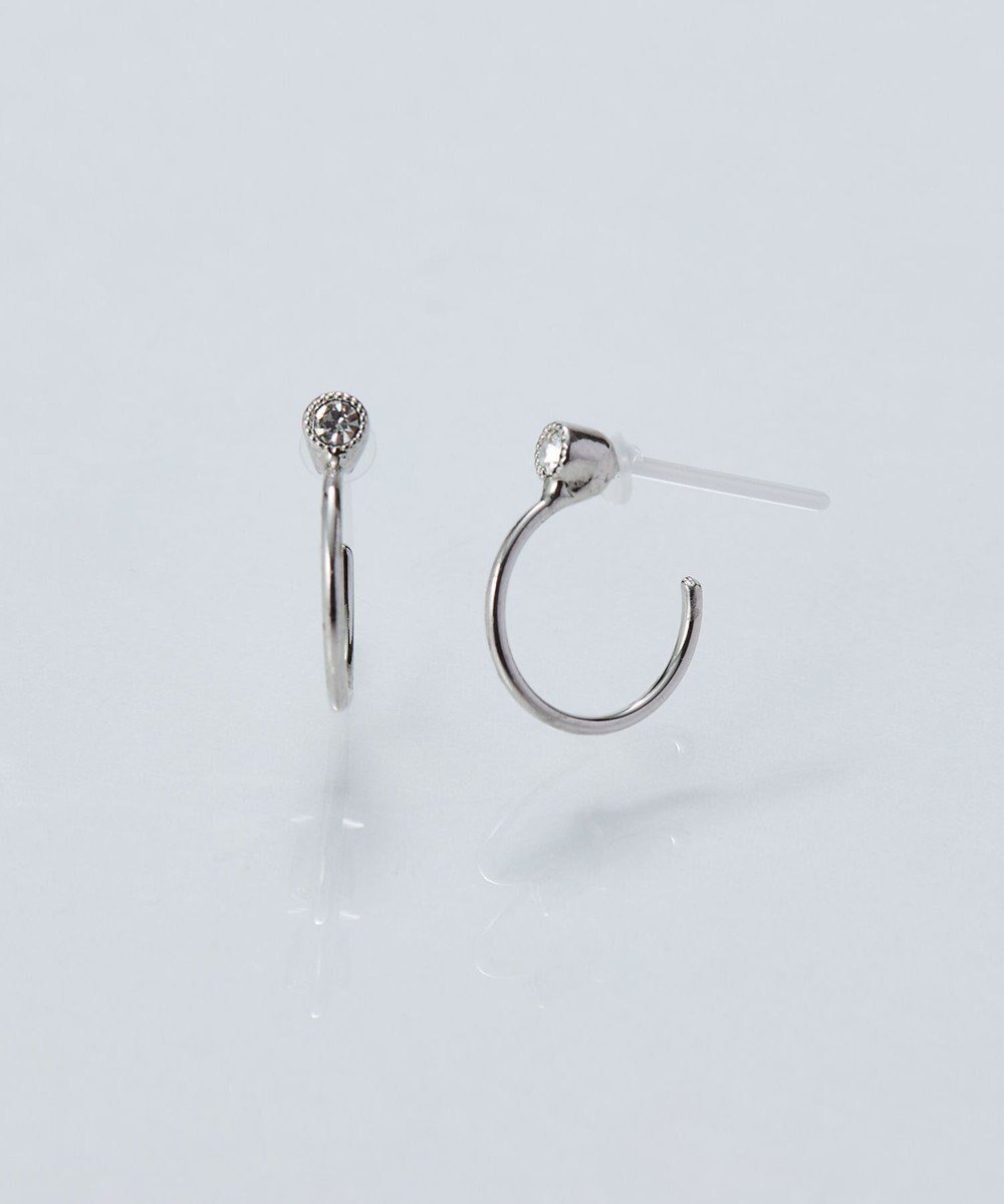 【フィービィー/phoebe】の【金属アレルギー対応】ポイントビジューフープピアス/ニッケルフリー シルバー インテリア・キッズ・メンズ・レディースファッション・服の通販 founy(ファニー) 　ファッション　Fashion　レディースファッション　Fashion for Women　アクセサリー　Fashion Accessories　シルバー　Silver, Metallic Silver　シンプル　Simple, Minimal　ビジュー　Bijou, Jewel-like Accent　フープ　Hoop, Hoop Earrings　モチーフ　Motif, Design Theme　シルバー|ID: prp329100004784752 ipo3291000000034735487