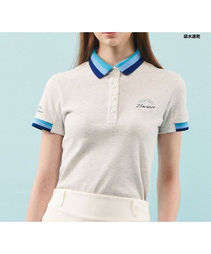 【23区 ゴルフ/NIJYUSANKU GOLF】の【WOMEN】【UVケア・吸水速乾】ハニカムカノコ 半袖ポロシャツ インテリア・キッズ・メンズ・レディースファッション・服の通販 founy(ファニー) https://founy.com/ ファッション Fashion レディースファッション Fashion for Women トップス・カットソー Cut & Sew Tops シャツ・ブラウス・オフィスカジュアル Elegant Blouses & Button-Ups ポロシャツ・きれいめカジュアル Smart-Casual Polo Tops 春 Spring 今季 This Season, Current Season 吸水 Absorbent, Quick-Dry ストレッチ Stretch, Stretchy Fabric スポーティ Sporty, Casual Athletic ベーシック Basic, Essential ポロシャツ Polo Shirt, Collared Tee 半袖 Short Sleeve, Half Sleeve メッシュ Mesh, Net Fabric メランジ Melange, Mixed Yarn ロング Long, Long-Length S/S・春夏 SS, Spring/Summer, Warm Season 夏 Summer 2024年 2024 2024春夏・S/S Spring/Summer 2024 SS24 エレガント 上品 Elegant ゴルフ Golf |ID: prp329100004784812 ipo3291000000034735744