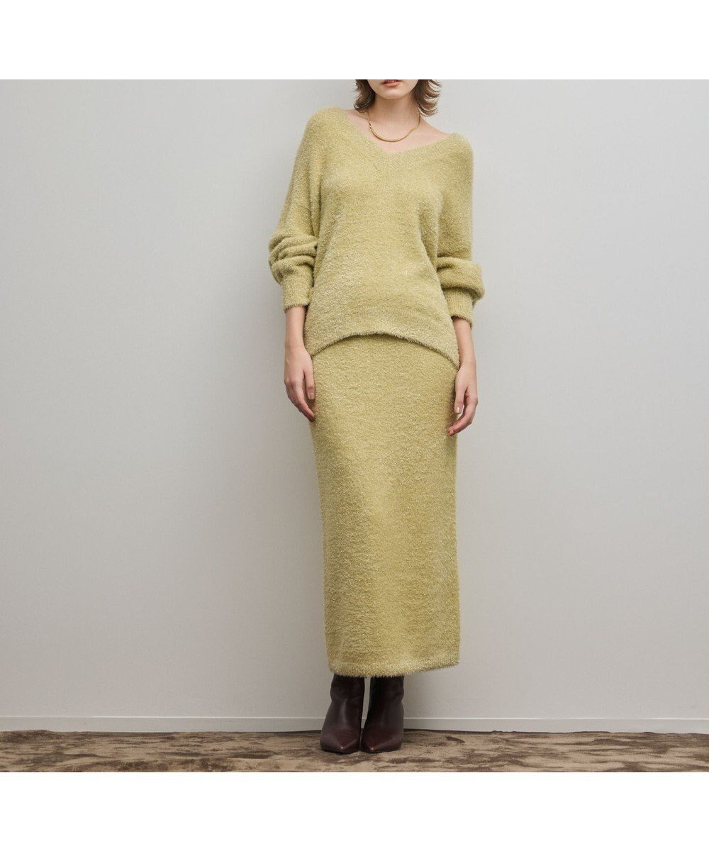 【グレース コンチネンタル/GRACE CONTINENTAL】のラメフェザーニットスカート インテリア・キッズ・メンズ・レディースファッション・服の通販 founy(ファニー) 　ファッション　Fashion　レディースファッション　Fashion for Women　スカート　Skirts　スパンコール　Sequins, Sequin Embellishment　フェザー　Feather, Feather Detail　A/W・秋冬　Autumn/Winter　イエロー|ID: prp329100004784819 ipo3291000000034735781