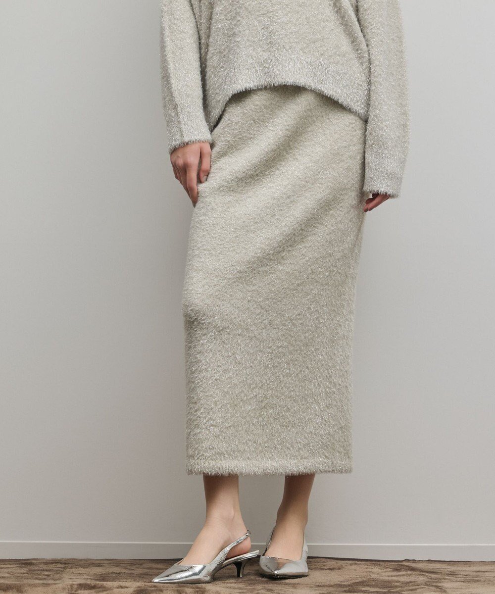 【グレース コンチネンタル/GRACE CONTINENTAL】のラメフェザーニットスカート インテリア・キッズ・メンズ・レディースファッション・服の通販 founy(ファニー) 　ファッション　Fashion　レディースファッション　Fashion for Women　スカート　Skirts　スパンコール　Sequins, Sequin Embellishment　フェザー　Feather, Feather Detail　A/W・秋冬　Autumn/Winter　グレー|ID: prp329100004784819 ipo3291000000034735782