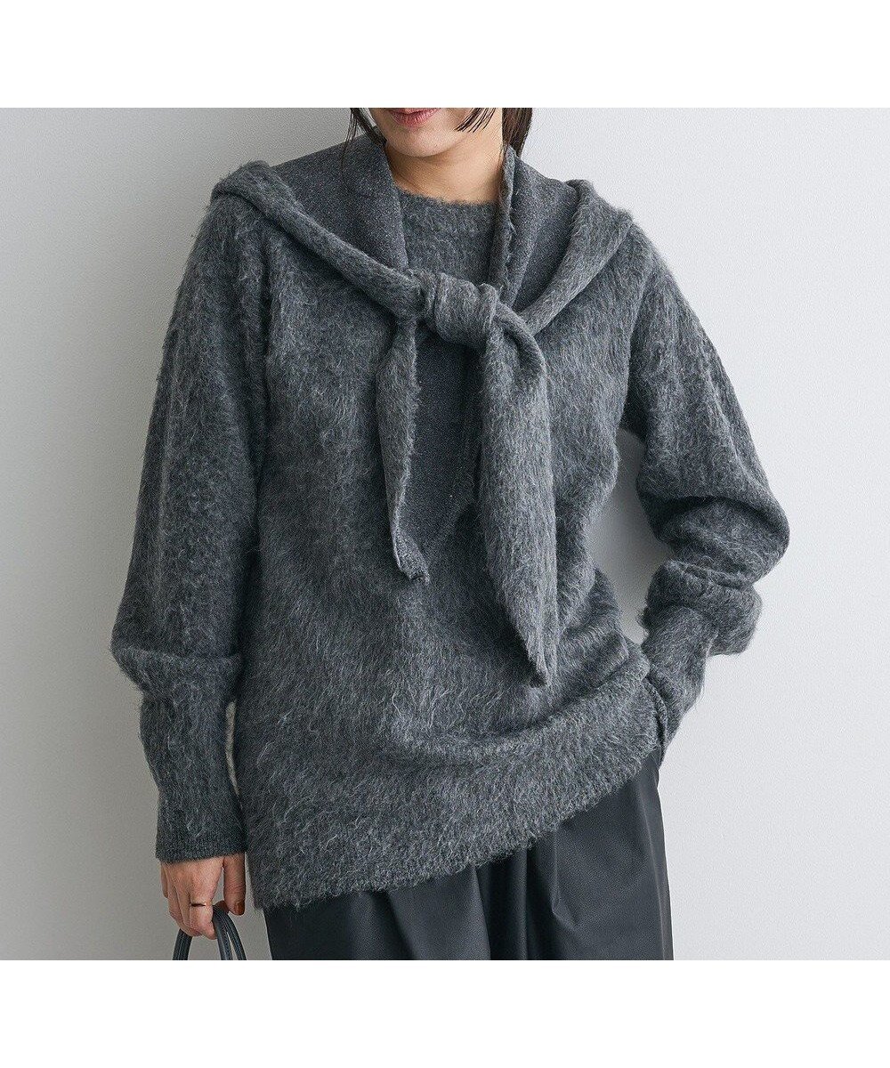 【クラフトスタンダードブティック/CRAFT STANDARD BOUTIQUE】のフードストール付きニットプルオーバー インテリア・キッズ・メンズ・レディースファッション・服の通販 founy(ファニー) 　ファッション　Fashion　レディースファッション　Fashion for Women　スカーフ　Scarf, Neckwear　ストール　Stole, Wrap　セーター　Sweater, Knitwear　デニム　Denim, Jeans Material　ポケット　Pocket, Pocket Detail　リラックス　Relax, Relaxed Fit　ワイド　Wide, Wide Fit　冬　Winter / This Winter　A/W・秋冬　Autumn/Winter　エレガント 上品　Elegant　Charcoal Gray|ID: prp329100004784843 ipo3291000000034735860