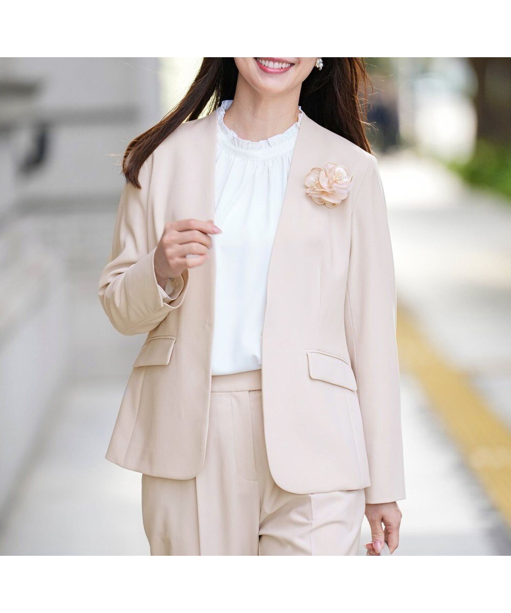 【エニィ スィス/any SiS】のセレモニーダブルクロス カラーレス ジャケット インテリア・キッズ・メンズ・レディースファッション・服の通販 founy(ファニー) 　ファッション　Fashion　レディースファッション　Fashion for Women　アウター　Coat / Outerwear Collection　レディースジャケット・軽アウター　Jackets　ノーカラージャケット / シンプル上品コーデ　Collarless Jackets　ウォッシャブル　Machine Washable　オケージョン　Occasion Wear　春　Spring　ジャケット　Jacket, Outerwear　ストレッチ　Stretch, Stretchy Fabric　ダブル　Double, Double-Breasted　テーラード　Tailored, Tailored Fit　定番　Standard, Basic Item　人気　Popular, Best Seller　フラップ　Flap, Flap Pocket　ボトム　Bottoms, Lower Wear　ポケット　Pocket, Pocket Detail　ワイド　Wide, Wide Fit　S/S・春夏　SS, Spring/Summer, Warm Season　おすすめ　Recommended / Our Picks　夏　Summer　セレモニー　Ceremony　新作・新入荷　New Arrivals / New In　ビジネス 仕事 通勤　Business / Work / Commuting　ライトベージュ|ID: prp329100004784850 ipo3291000000034735895