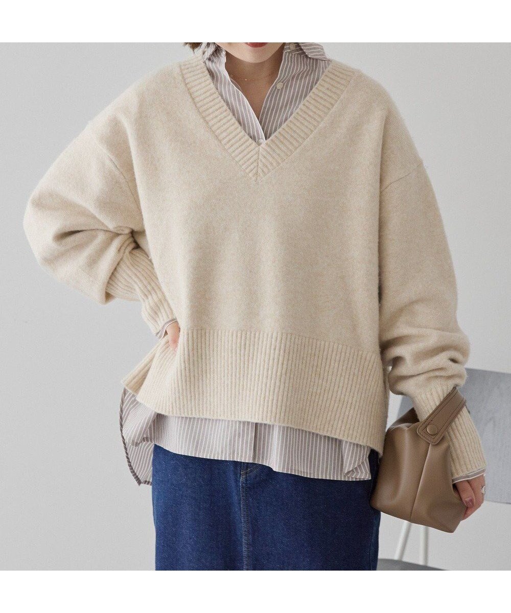 【アメリカンホリック/AMERICAN HOLIC】のワイドリブVネックプルオーバー 人気、トレンドファッション・服の通販 founy(ファニー) 　ファッション　Fashion　レディースファッション　Fashion for Women　トップス・カットソー　Cut & Sew Tops　ニット　Knit Tops & Sweaters　カジュアルプルオーバー・ニットトップス　Pullovers & Knit Tops / Casual Pullovers　Vネックトップス　V-Neck Tops / V-Cut Neckline Shirts　アメリカン　American Style　スタイリッシュ　Stylish, Fashionable　セーター　Sweater, Knitwear　ヘムライン　Hemline, Bottom Cut　ボトム　Bottoms, Lower Wear　ポケット　Pocket, Pocket Detail　ワイドリブ　Wide Rib, Wide Ribbed Knit　A/W・秋冬　Autumn/Winter　おすすめ　Recommended / Our Picks　 other-1|ID: prp329100004784862 ipo3291000000034735963