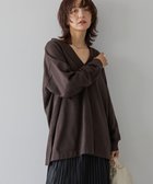 【アメリカンホリック/AMERICAN HOLIC】のVネックサイドスリットロングスウェットプルオーバー/チュニック Brown|ID: prp329100004784870 ipo3291000000034736007