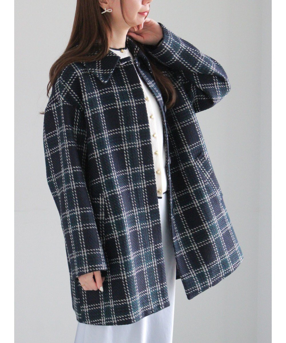 【テチチ/Te chichi】のロービングチェックミドルコート《2025winter catalog item》 インテリア・キッズ・メンズ・レディースファッション・服の通販 founy(ファニー) 　ファッション　Fashion　レディースファッション　Fashion for Women　アウター　Coat / Outerwear Collection　コート・ロングコート・ピーコート　Long Coats, Peacoats & More　レディースジャケット・軽アウター　Jackets　2025年　2025　2025-2026秋冬・A/W　Autumn/Winter 2025–26 AW25–26　冬　Winter / This Winter　クラシカル　Classical, Vintage-Inspired　ジャケット　Jacket, Outerwear　チェック　Check, Plaid, Tartan　デニム　Denim, Jeans Material　ミドル　Middle Length, Mid Height　夏　Summer　S/S・春夏　SS, Spring/Summer, Warm Season　A/W・秋冬　Autumn/Winter　ネイビー|ID: prp329100004784891 ipo3291000000034736100