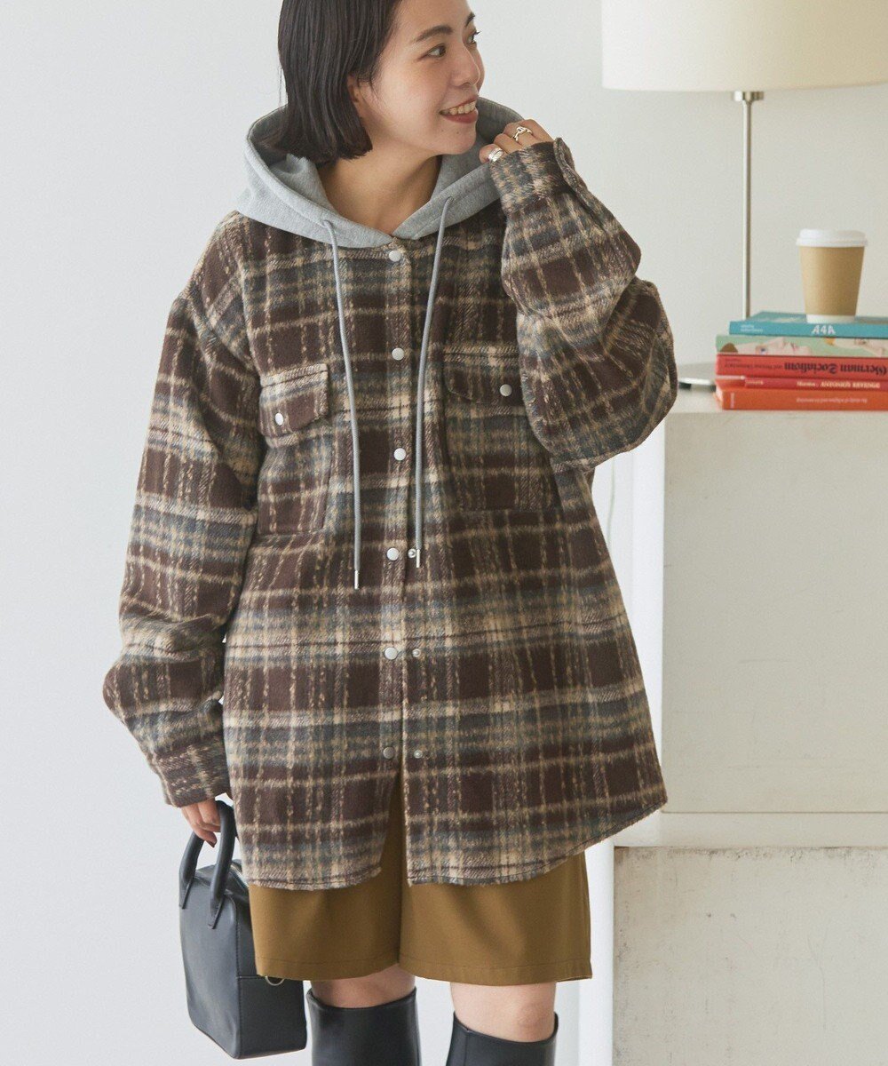 【アメリカンホリック/AMERICAN HOLIC】のフード付きシャギーチェックシャツ インテリア・キッズ・メンズ・レディースファッション・服の通販 founy(ファニー) ファッション Fashion レディースファッション Fashion for Women トップス・カットソー Cut & Sew Tops シャツ・ブラウス・オフィスカジュアル Elegant Blouses & Button-Ups おすすめ Recommended / Our Picks ヘムライン Hemline, Bottom Cut ボトム Bottoms, Lower Wear A/W・秋冬 Autumn/Winter Brown|ID: prp329100004784894 ipo3291000000034736111