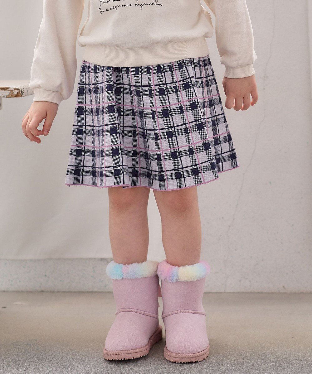 【エニィ/ANY / KIDS】のしあわせタッチ ニット スカート インテリア・キッズ・メンズ・レディースファッション・服の通販 founy(ファニー) 　ファッション　Fashion　キッズファッション　Fashion for Kids　チェック　Check, Plaid, Tartan　ポケット　Pocket, Pocket Detail　洗える　Machine Washable　A/W・秋冬　Autumn/Winter　ネイビーチェック|ID: prp329100004787060 ipo3291000000034745440