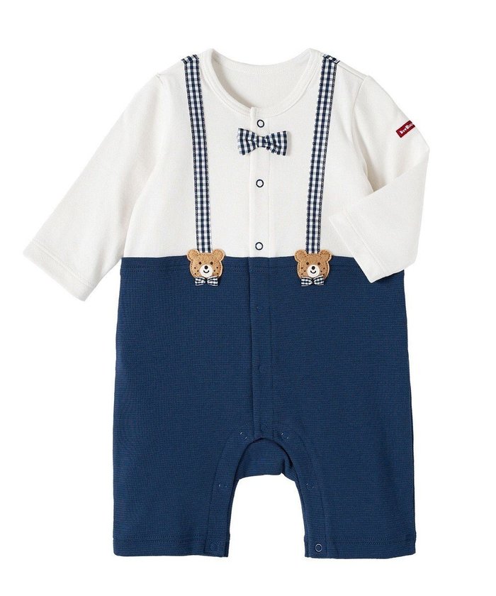 【ミキハウスホットビスケッツ/MIKI HOUSE HOT BISCUITS / KIDS】の【70-80cm】蝶ネクタイ&サスペンダー 7分丈カバーオール インテリア・キッズ・メンズ・レディースファッション・服の通販 founy(ファニー) https://founy.com/ ファッション Fashion キッズファッション Fashion for Kids サスペンダー Suspenders, Braces 長袖 Long Sleeve, Full Sleeve ベビー Baby, Babywear ロンパース Romper, Jumpsuit A/W・秋冬 Autumn/Winter S/S・春夏 SS, Spring/Summer, Warm Season おすすめ Recommended / Our Picks 夏 Summer ギフト プレゼント Gift / Present |ID: prp329100004787064 ipo3291000000034745455