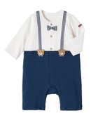 【ミキハウスホットビスケッツ/MIKI HOUSE HOT BISCUITS / KIDS】の【70-80cm】蝶ネクタイ&サスペンダー 7分丈カバーオール 白|ID: prp329100004787064 ipo3291000000034745456