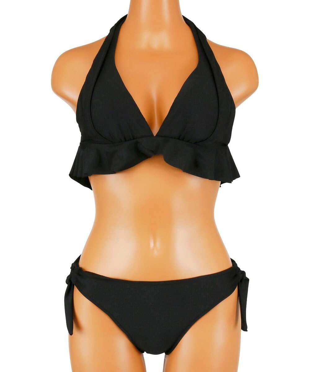 【三愛水着楽園/San-ai Resort】のナチュラルだけどしっかり盛れる【ナチュラルアップブラ】Solidノンワイヤービキニ 7M・9M インテリア・キッズ・メンズ・レディースファッション・服の通販 founy(ファニー) 　ファッション　Fashion　レディースファッション　Fashion for Women　水着　Swimwear　レディース水着・ビーチウェア　Swimwear & Beachwear　おすすめ　Recommended / Our Picks　アンダー　Underwear Essentials　ショーツ　Shorts, Short Pants　トレンド　Trend, Trending Now　ビキニ　Bikini, Two-Piece Swimsuit　フェミニン　Feminine, Girly　フリル　Frill, Ruffle　リボン　Ribbon, Bow　ワイヤー　Wire, Wired Bra　夏　Summer　S/S・春夏　SS, Spring/Summer, Warm Season　水着　Swimsuit, Swimwear　A/W・秋冬　Autumn/Winter　ブラック|ID: prp329100004787084 ipo3291000000034745602