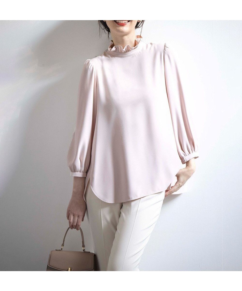 【組曲/KUMIKYOKU】の【KUMIKYOKU NAVY】ジョーゼットシフォン ブラウス 人気、トレンドファッション・服の通販 founy(ファニー) 　ファッション　Fashion　レディースファッション　Fashion for Women　トップス・カットソー　Cut & Sew Tops　シャツ・ブラウス・オフィスカジュアル　Elegant Blouses & Button-Ups　ギャザー　Gathered, Ruffled　コレクション　Collection, Seasonal Line　シフォン　Chiffon, Lightweight Fabric　シンプル　Simple, Minimal　ジョーゼット　Georgette, Semi-Sheer Fabric　スタンド　Stand Collar, Upright Stand　フォルム　Silhouette, Form　フォーマル　Formal, Dressy　フリル　Frill, Ruffle　A/W・秋冬　Autumn/Winter　2022年　2022　S/S・春夏　SS, Spring/Summer, Warm Season　2022-2023秋冬・A/W　Autumn/Winter 2022–23 AW22–23　夏　Summer　エレガント 上品　Elegant　セレモニー　Ceremony　ビジネス 仕事 通勤　Business / Work / Commuting　 other-1|ID: prp329100004787089 ipo3291000000034745628