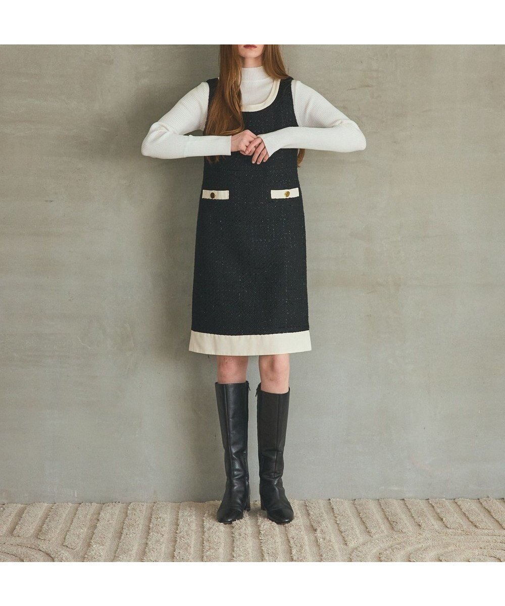 【グレース コンチネンタル/GRACE CONTINENTAL】のツイードトリミングワンピース 人気、トレンドファッション・服の通販 founy(ファニー) 　ファッション　Fashion　レディースファッション　Fashion for Women　ワンピース　Dresses　イタリア　Italy　ツイード　Twill, Twill Weave　トリミング　Trimming, Decorative Edge　ノースリーブ　Sleeveless, No-Sleeve　ハイネック　High Neck, Mock Neck　A/W・秋冬　Autumn/Winter　おすすめ　Recommended / Our Picks　エレガント 上品　Elegant　セレモニー　Ceremony　ホリデーシーズン　Holiday Season　 other-1|ID: prp329100004787091 ipo3291000000035697668