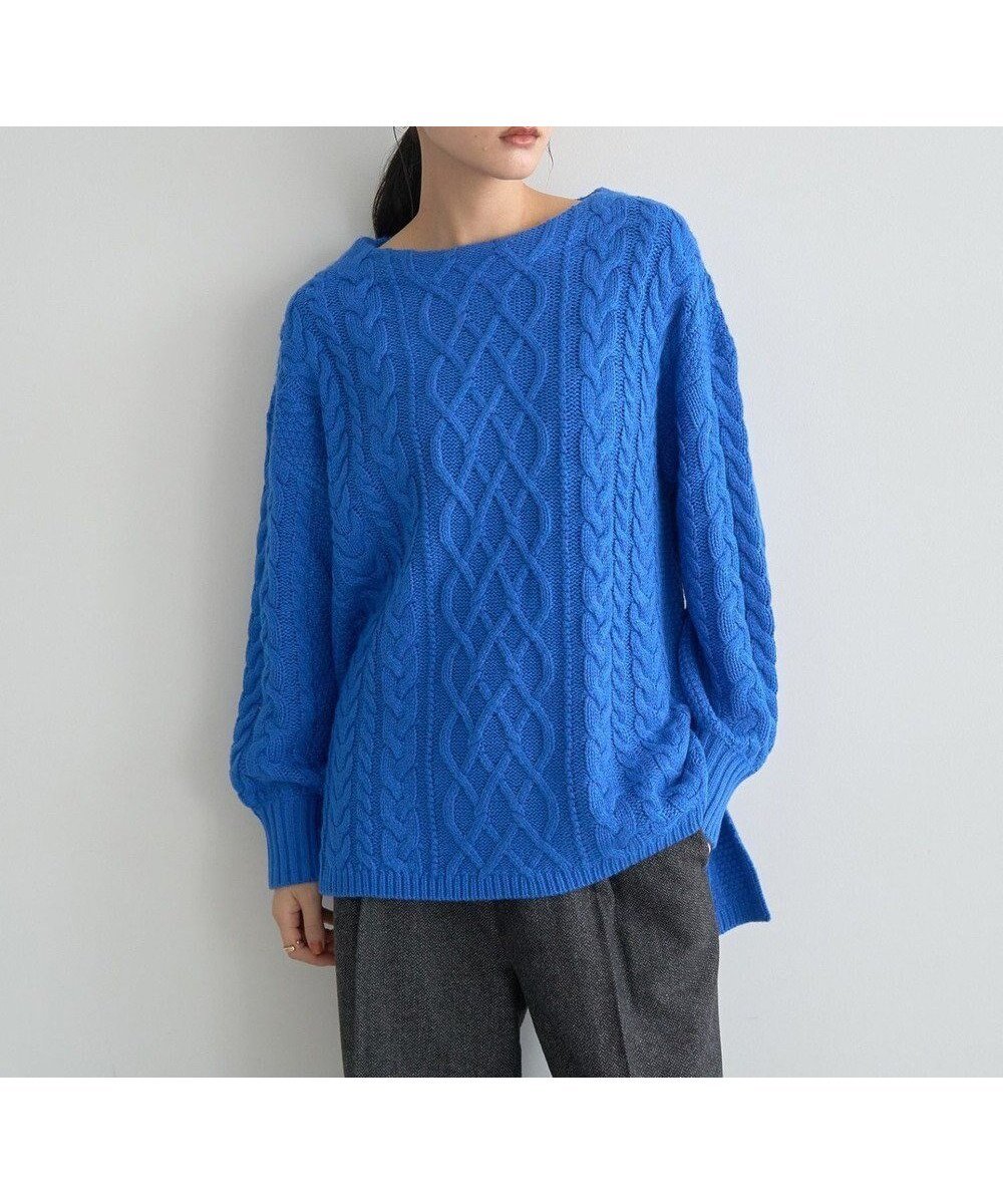 【イェッカ ヴェッカ/YECCA VECCA】のケーブルニット インテリア・キッズ・メンズ・レディースファッション・服の通販 founy(ファニー) ファッション Fashion レディースファッション Fashion for Women トップス・カットソー Cut & Sew Tops ニット Knit Tops & Sweaters おすすめ Recommended / Our Picks シンプル Simple, Minimal セーター Sweater, Knitwear バランス Balance, Style Balance ヘムライン Hemline, Bottom Cut ポケット Pocket, Pocket Detail ミドル Middle Length, Mid Height ラウンド Round, Round Neck ルーズ Loose, Oversized ロング Long, Long-Length A/W・秋冬 Autumn/Winter Blue|ID: prp329100004787095 ipo3291000000034745644