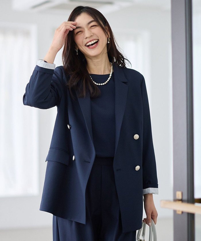 【エニー/ANY】のイージーケアライトストレッチダブルテーラードジャケット インテリア・キッズ・メンズ・レディースファッション・服の通販 founy(ファニー) https://founy.com/ ファッション Fashion レディースファッション Fashion for Women アウター Coat / Outerwear Collection レディースジャケット・軽アウター Jackets テーラードジャケット / 通勤・きれいめスタイル Tailored Jackets & Blazers 春 Spring ジャケット Jacket, Outerwear ジーンズ Jeans, Denim Pants ストライプ Stripe, Striped Pattern ストレッチ Stretch, Stretchy Fabric スラックス Slacks, Dress Pants ダブル Double, Double-Breasted ツイード Twill, Twill Weave デニム Denim, Jeans Material バランス Balance, Style Balance S/S・春夏 SS, Spring/Summer, Warm Season おすすめ Recommended / Our Picks 夏 Summer エレガント 上品 Elegant |ID: prp329100004787104 ipo3291000000034745672