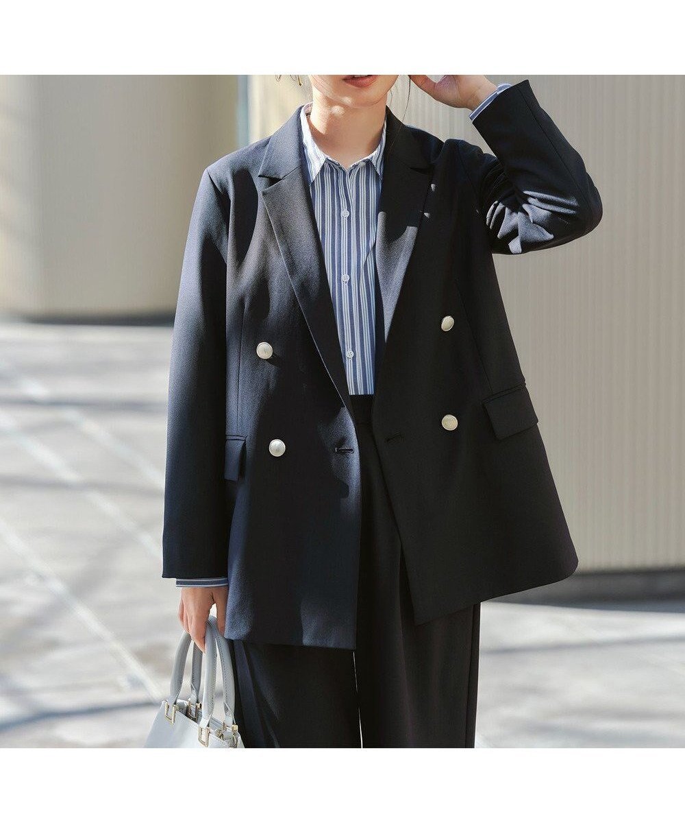 【エニー/ANY】のイージーケアライトストレッチダブルテーラードジャケット 人気、トレンドファッション・服の通販 founy(ファニー) 　ファッション　Fashion　レディースファッション　Fashion for Women　アウター　Coat / Outerwear Collection　レディースジャケット・軽アウター　Jackets　テーラードジャケット / 通勤・きれいめスタイル　Tailored Jackets & Blazers　春　Spring　ジャケット　Jacket, Outerwear　ジーンズ　Jeans, Denim Pants　ストライプ　Stripe, Striped Pattern　ストレッチ　Stretch, Stretchy Fabric　スラックス　Slacks, Dress Pants　ダブル　Double, Double-Breasted　ツイード　Twill, Twill Weave　デニム　Denim, Jeans Material　バランス　Balance, Style Balance　S/S・春夏　SS, Spring/Summer, Warm Season　おすすめ　Recommended / Our Picks　夏　Summer　エレガント 上品　Elegant　 other-1|ID: prp329100004787104 ipo3291000000034922693