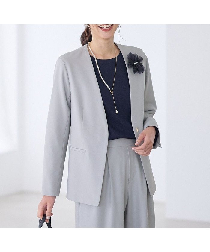 【エニー/ANY】のイージーケアライトストレッチノーカラージャケット インテリア・キッズ・メンズ・レディースファッション・服の通販 founy(ファニー) https://founy.com/ ファッション Fashion レディースファッション Fashion for Women アウター Coat / Outerwear Collection レディースジャケット・軽アウター Jackets ノーカラージャケット / シンプル上品コーデ Collarless Jackets 春 Spring ジャケット Jacket, Outerwear ストレッチ Stretch, Stretchy Fabric バランス Balance, Style Balance ワイド Wide, Wide Fit S/S・春夏 SS, Spring/Summer, Warm Season 夏 Summer セレモニー Ceremony |ID: prp329100004787105 ipo3291000000034745675