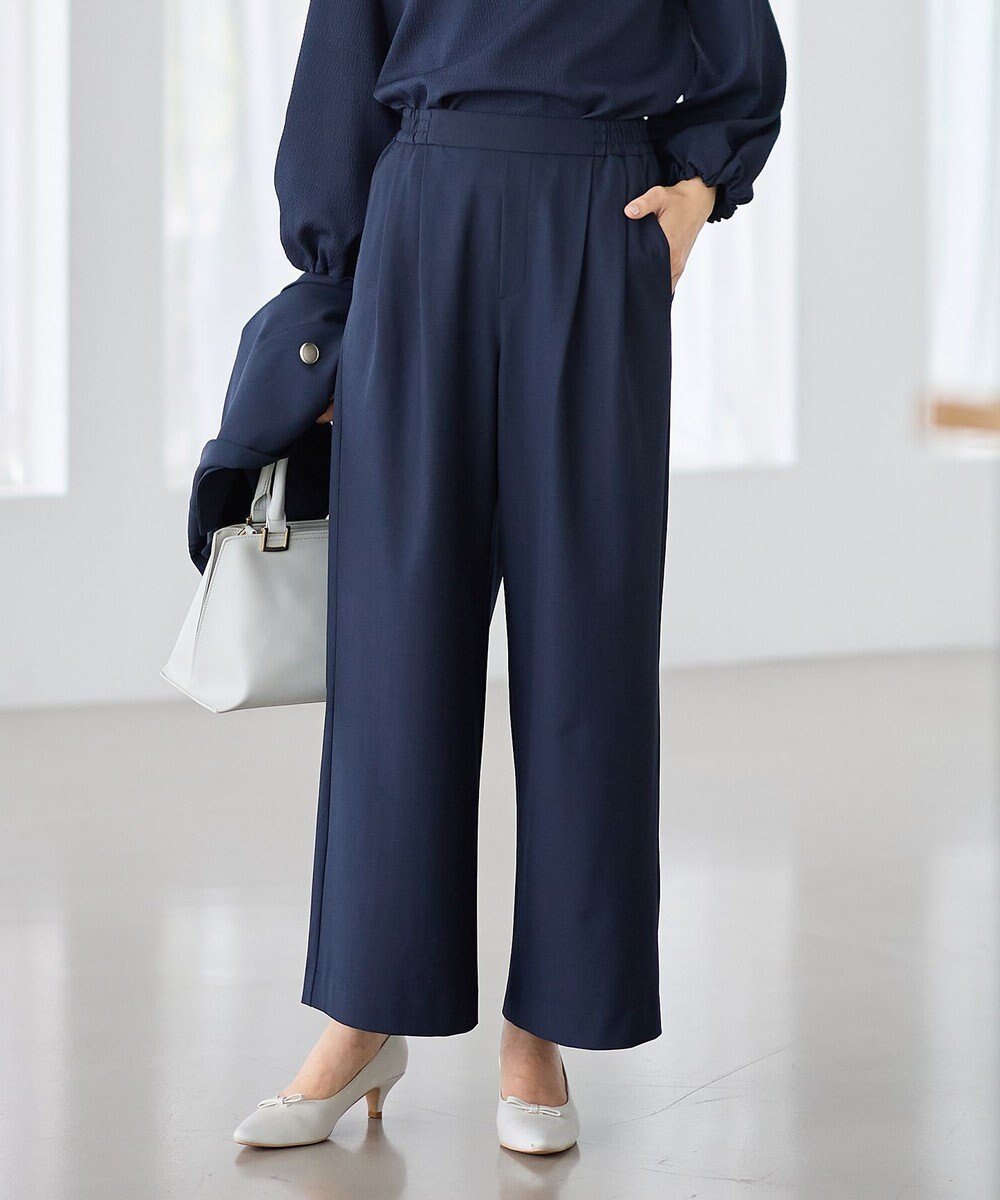 【エニー/ANY】のイージーケアライトストレッチワイドパンツ インテリア・キッズ・メンズ・レディースファッション・服の通販 founy(ファニー) 　ファッション　Fashion　レディースファッション　Fashion for Women　パンツ　Pants & Trousers　春　Spring　洗える　Machine Washable　カットソー　Cut and Sewn Top　ジャケット　Jacket, Outerwear　ストレッチ　Stretch, Stretchy Fabric　スラックス　Slacks, Dress Pants　セットアップ　Set-Up, Coordinated Outfit　トレンド　Trend, Trending Now　ドレープ　Drape, Draping Fabric　フラット　Flat, Flat Shoes　ワイド　Wide, Wide Fit　S/S・春夏　SS, Spring/Summer, Warm Season　夏　Summer　エレガント 上品　Elegant　セレモニー　Ceremony　ビジネス 仕事 通勤　Business / Work / Commuting　ネイビー|ID: prp329100004787107 ipo3291000000034745683