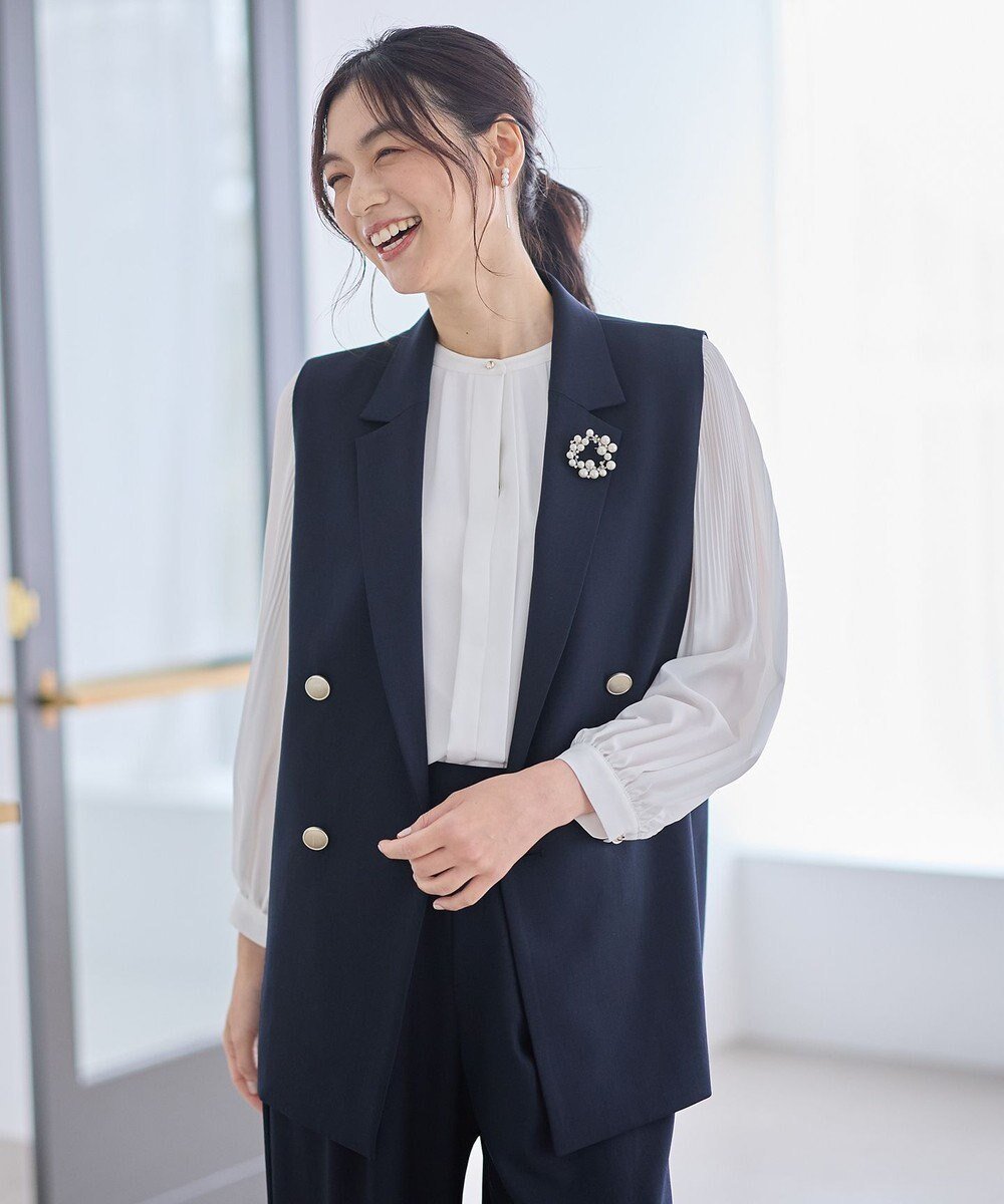 【エニー/ANY】のイージーケアライトストレッチジレ インテリア・キッズ・メンズ・レディースファッション・服の通販 founy(ファニー) 　ファッション　Fashion　レディースファッション　Fashion for Women　アウター　Coat / Outerwear Collection　トップス・カットソー　Cut & Sew Tops　ベスト&ジレ / 重ね着スタイル　Vests & Gilets　春　Spring　ストレッチ　Stretch, Stretchy Fabric　セットアップ　Set-Up, Coordinated Outfit　トレンド　Trend, Trending Now　ベスト　Vest, Waistcoat　ミドル　Middle Length, Mid Height　S/S・春夏　SS, Spring/Summer, Warm Season　夏　Summer　セレモニー　Ceremony　ネイビー|ID: prp329100004787108 ipo3291000000034745686
