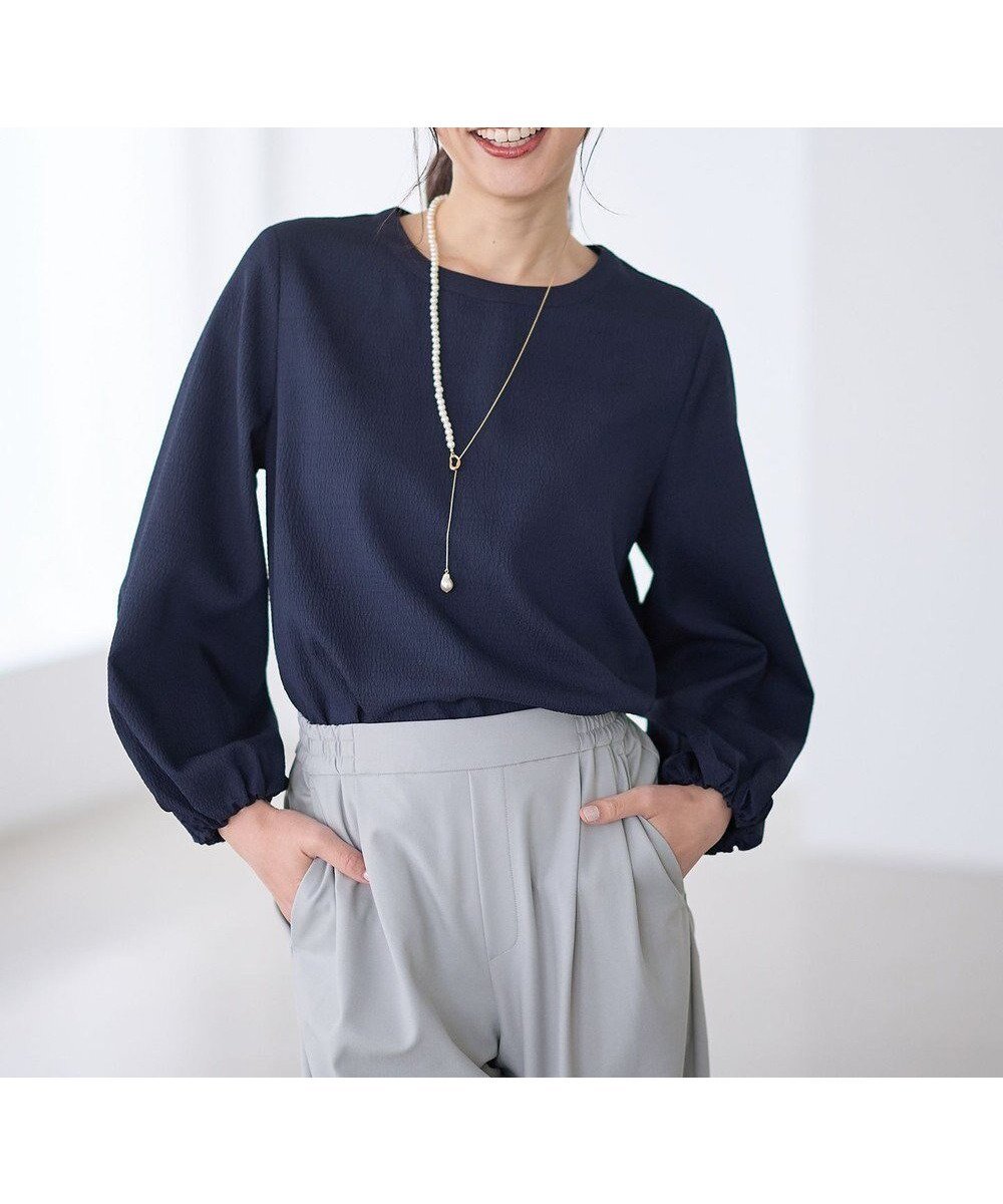 【エニー/ANY】のポコポコバルーン袖ブラウス インテリア・キッズ・メンズ・レディースファッション・服の通販 founy(ファニー) 　ファッション　Fashion　レディースファッション　Fashion for Women　トップス・カットソー　Cut & Sew Tops　シャツ・ブラウス・オフィスカジュアル　Elegant Blouses & Button-Ups　おすすめ　Recommended / Our Picks　スリット　Slit, Slit Detail　スリーブ　Sleeve, Long Sleeve / Short Sleeve　デニム　Denim, Jeans Material　バルーン　Balloon, Balloon Silhouette　夏　Summer　春　Spring　S/S・春夏　SS, Spring/Summer, Warm Season　ネイビー|ID: prp329100004787116 ipo3291000000034745710