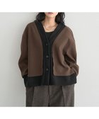 【イェッカ ヴェッカ/YECCA VECCA】のニット切替メルトンVネックカーディガン Brown|ID: prp329100004787117 ipo3291000000034745715