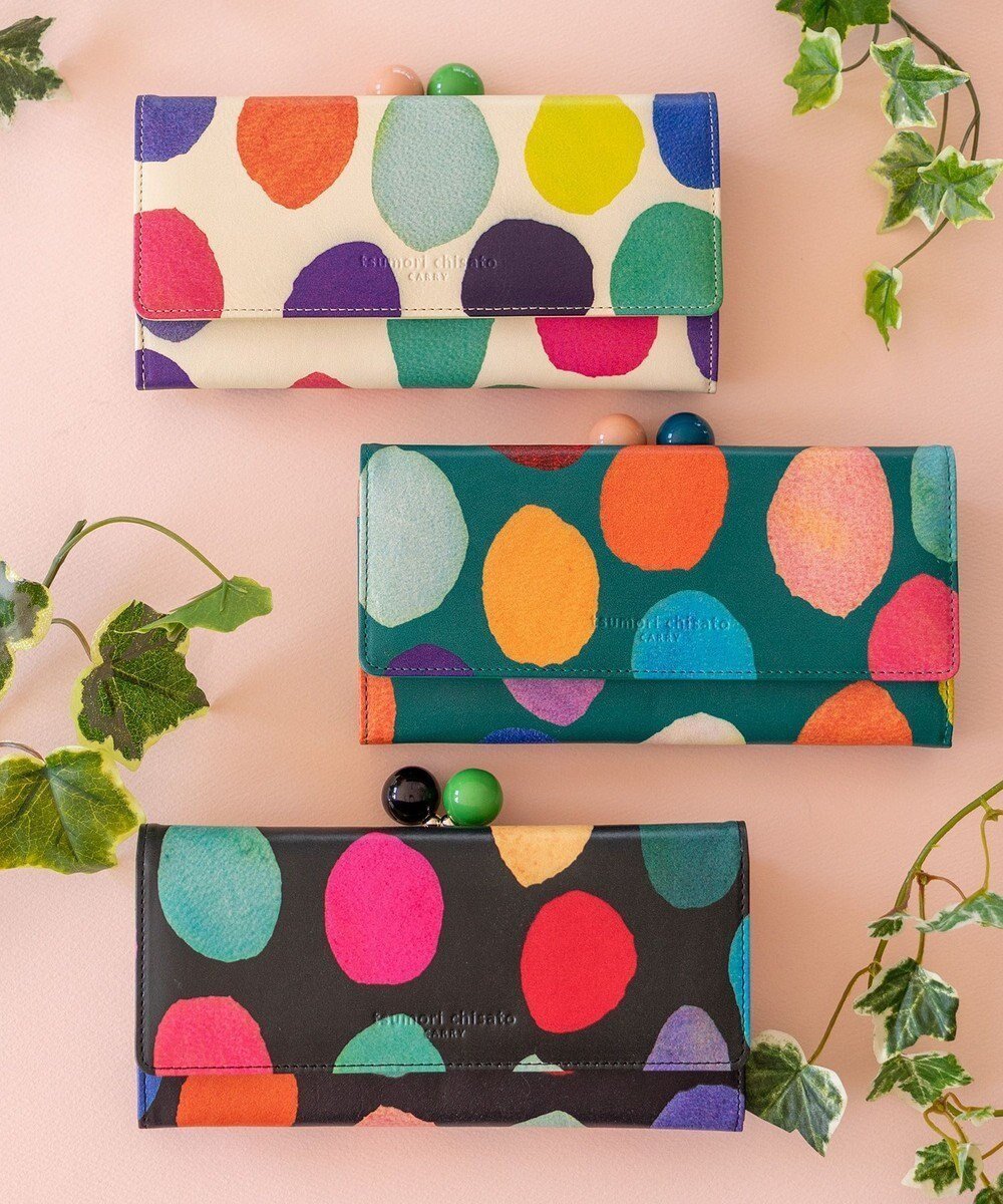 【ツモリチサト キャリー/tsumori chisato CARRY】のカラフルズームドット がま口 長財布 インテリア・キッズ・メンズ・レディースファッション・服の通販 founy(ファニー) 　ファッション　Fashion　レディースファッション　Fashion for Women　ミニ財布・二つ折り財布　Wallets & Card Cases　ドット　Polka Dot, Dot Pattern　財布　Wallet, Purse　ブラック|ID: prp329100004787134 ipo3291000000034745786
