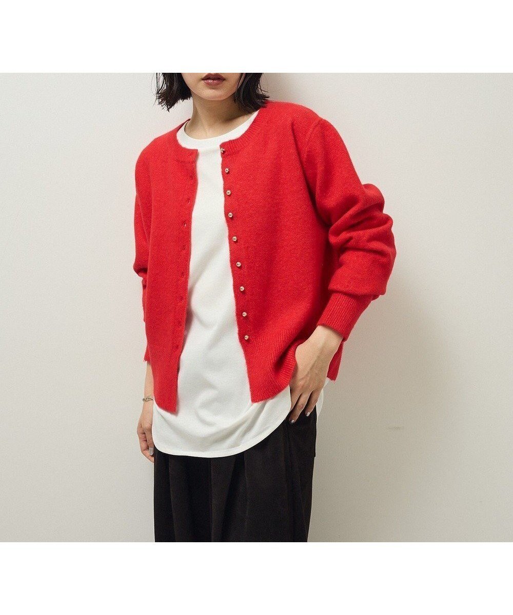 【グリーンパークス/Green Parks】の金釦コンパクトニットカーディガン インテリア・キッズ・メンズ・レディースファッション・服の通販 founy(ファニー) 　ファッション　Fashion　レディースファッション　Fashion for Women　トップス・カットソー　Cut & Sew Tops　ニット　Knit Tops & Sweaters　カーディガン・羽織り　Layered Style Cardigans　おすすめ　Recommended / Our Picks　アクセサリー　Fashion Accessories　カーディガン　Cardigan, Knitwear　コンパクト　Compact, Small Size　セーター　Sweater, Knitwear　ポケット　Pocket, Pocket Detail　A/W・秋冬　Autumn/Winter　Red|ID: prp329100004787140 ipo3291000000034745820