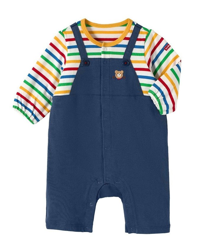 【ミキハウスホットビスケッツ/MIKI HOUSE HOT BISCUITS / KIDS】の【70-80cm】オーバーオール重ね着風 7分丈カバーオール インテリア・キッズ・メンズ・レディースファッション・服の通販 founy(ファニー) https://founy.com/ ファッション Fashion キッズファッション Fashion for Kids カラフル Colorful Design 長袖 Long Sleeve, Full Sleeve ベビー Baby, Babywear ボーダー Border, Stripe ロンパース Romper, Jumpsuit A/W・秋冬 Autumn/Winter S/S・春夏 SS, Spring/Summer, Warm Season おすすめ Recommended / Our Picks 夏 Summer ギフト プレゼント Gift / Present |ID: prp329100004789562 ipo3291000000034756947