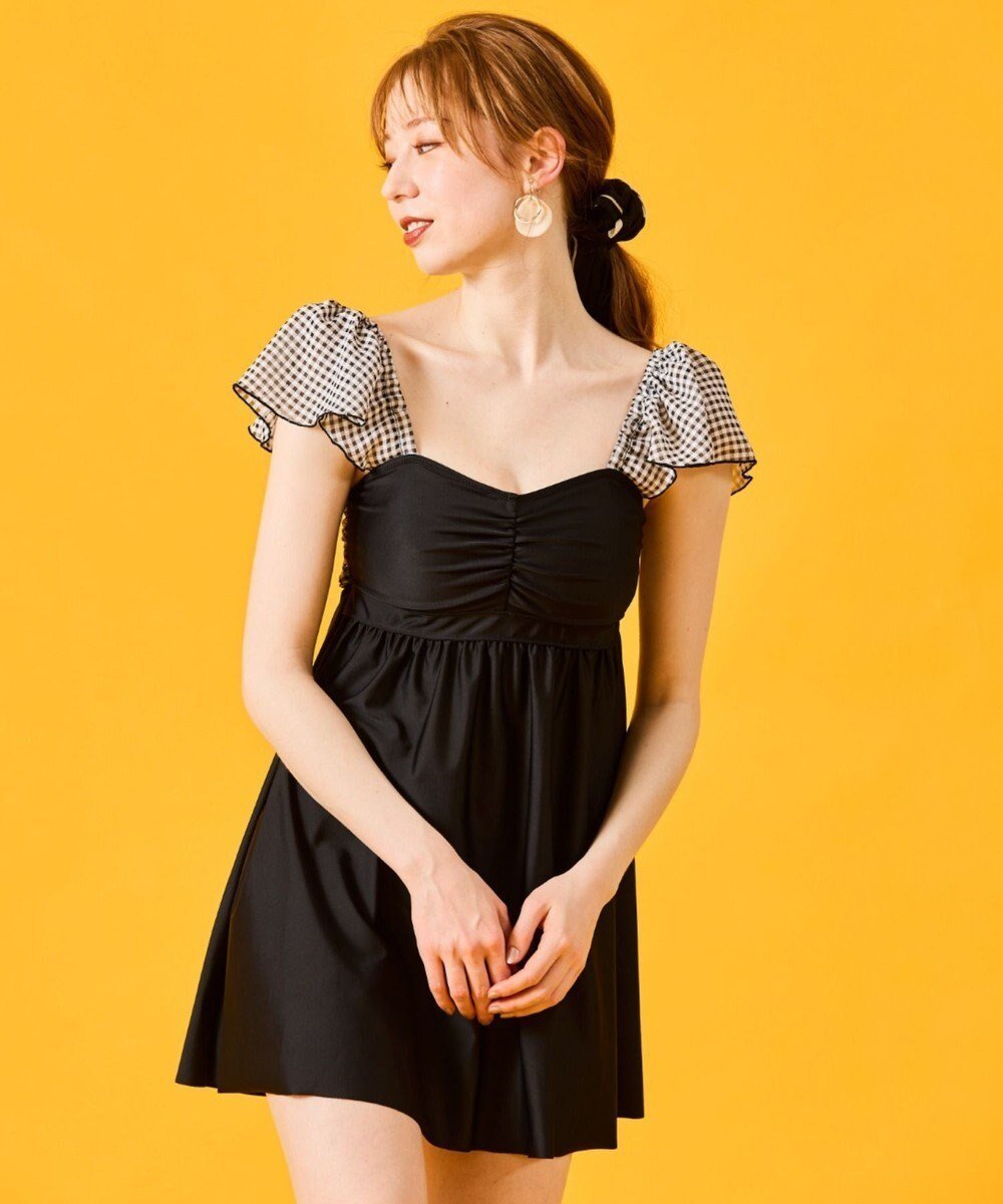 【三愛水着楽園/San-ai Resort】のAライン水着 9M【San-ai Resort(サンアイリゾート)】 インテリア・キッズ・メンズ・レディースファッション・服の通販 founy(ファニー) ファッション Fashion レディースファッション Fashion for Women 水着 Swimwear レディース水着・ビーチウェア Swimwear & Beachwear ギンガム Gingham, Gingham Fabric シフォン Chiffon, Lightweight Fabric ショーツ Shorts, Short Pants スタンダード Standard, Basic フリル Frill, Ruffle リボン Ribbon, Bow リラックス Relax, Relaxed Fit ワイヤー Wire, Wired Bra 夏 Summer S/S・春夏 SS, Spring/Summer, Warm Season 水着 Swimsuit, Swimwear A/W・秋冬 Autumn/Winter ブラック×ギンガム|ID: prp329100004789658 ipo3291000000034757567