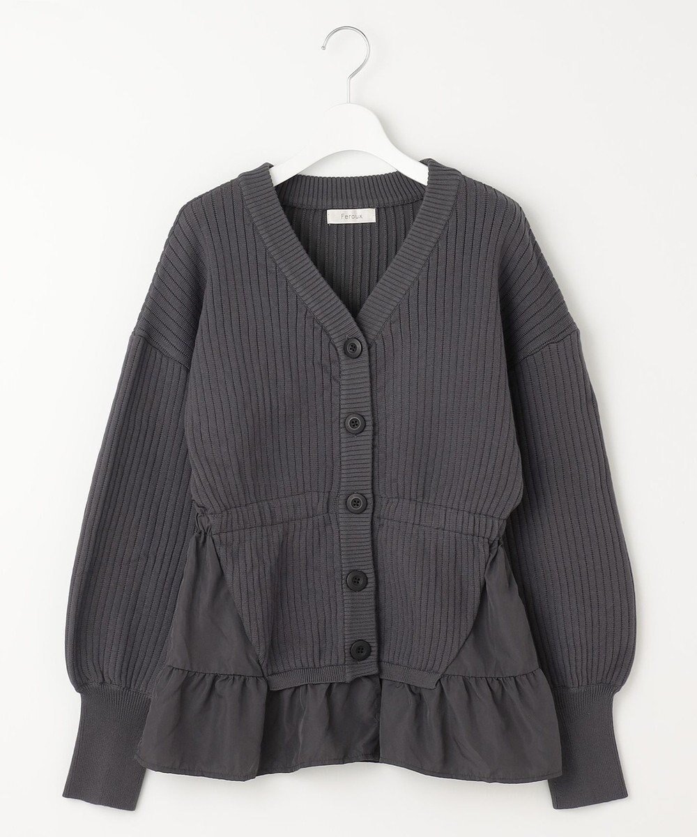 【フェルゥ/Feroux】の【洗える】ペプラム カーディガン インテリア・キッズ・メンズ・レディースファッション・服の通販 founy(ファニー) 　ファッション　Fashion　レディースファッション　Fashion for Women　トップス・カットソー　Cut & Sew Tops　カーディガン・羽織り　Layered Style Cardigans　おすすめ　Recommended / Our Picks　カーディガン　Cardigan, Knitwear　ギャザー　Gathered, Ruffled　コンビ　Combo, Combination Style　チュニック　Tunic, Long Top　ペプラム　Peplum, Flared Hem　洗える　Machine Washable　A/W・秋冬　Autumn/Winter　グレー系|ID: prp329100004789679 ipo3291000000034757984