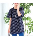 【ティアクラッセ/Tiaclasse】の【洗える】ランダムボーダーチュニックブラウス ネイビー|ID: prp329100004789683 ipo3291000000034758082