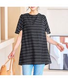 【ティアクラッセ/Tiaclasse】の【洗える】ランダムボーダーチュニックブラウス ブラック|ID: prp329100004789683 ipo3291000000034758084