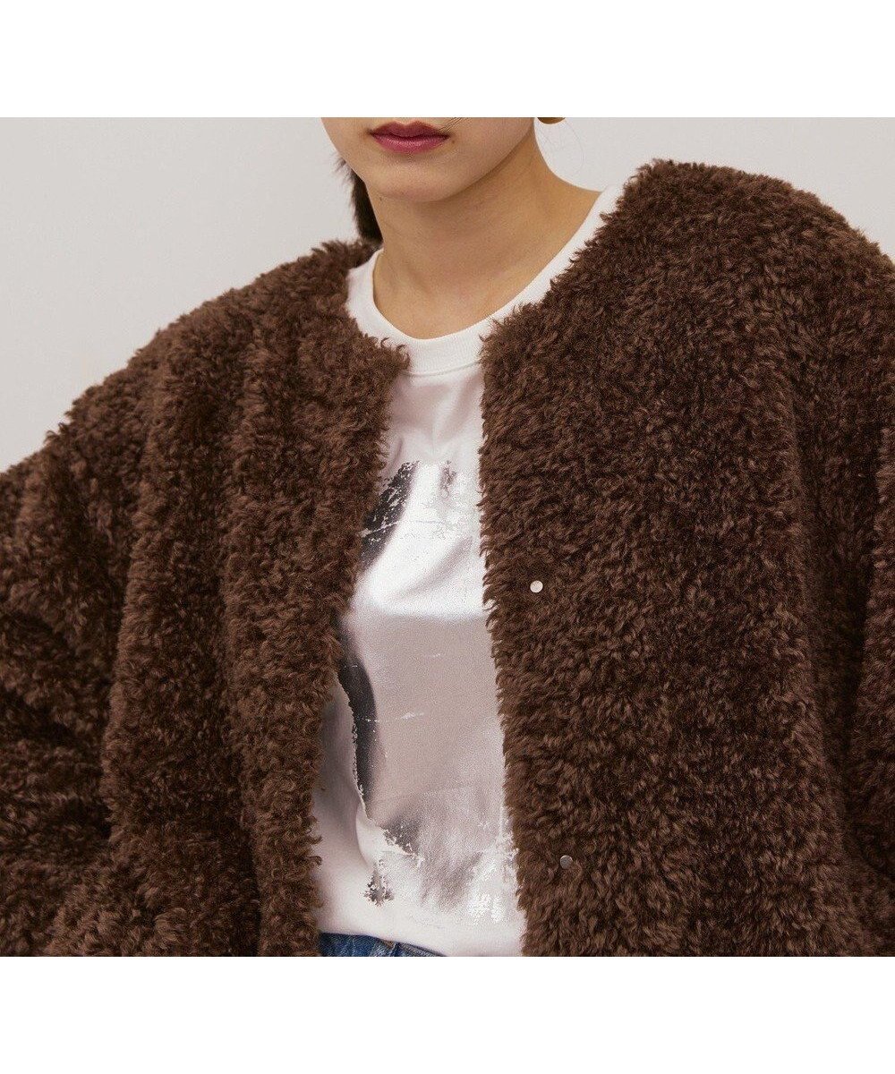 【アメリカンホリック/AMERICAN HOLIC】のノーカラーフェイクファーコート インテリア・キッズ・メンズ・レディースファッション・服の通販 founy(ファニー) ファッション Fashion レディースファッション Fashion for Women アウター Coat / Outerwear Collection コート・ロングコート・ピーコート Long Coats, Peacoats & More レディースジャケット・軽アウター Jackets アメリカン American Style シンプル Simple, Minimal ジャケット Jacket, Outerwear スタイリッシュ Stylish, Fashionable フェイクファー Faux Fur, Imitation Fur フロント Front, Front Design ポケット Pocket, Pocket Detail A/W・秋冬 Autumn/Winter Brown|ID: prp329100004791559 ipo3291000000034767605
